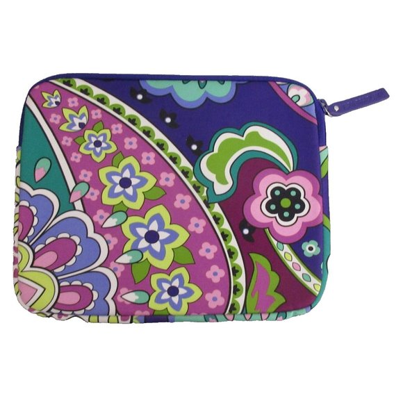 Vera Bradley I-Pad Notebook E-Reader Sleeve Case Neoprene Heather Purple 10"x 8" - Picture 3 of 5